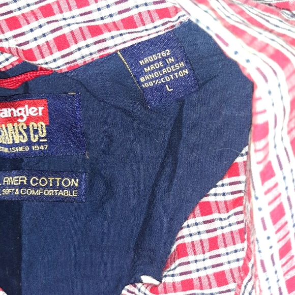 Nice Worn Once Mens Wrangler LS Button Dress Red L - Picture 7 of 10